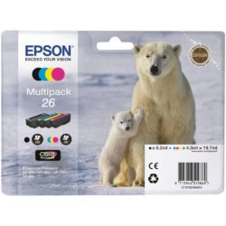 Epson Polar Bear 26 Claria Premium Ink, Ink Cartridge, Black, Cyan, Magenta, Yellow Multipack, C13T26164010 (package 4 each)